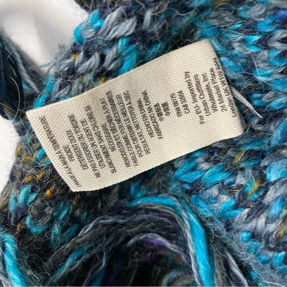 Free People Birkenstock Fringe Cascading Cardigan Sweater Blue Large - Picture 8 of 10